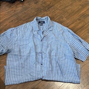Blue Checkered Button-Up sleep wear